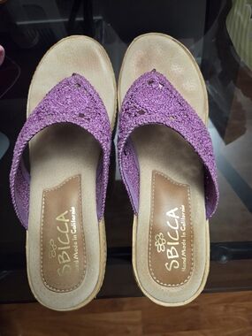 Sbicca Purple Crochet Slip-On Sandals for Women